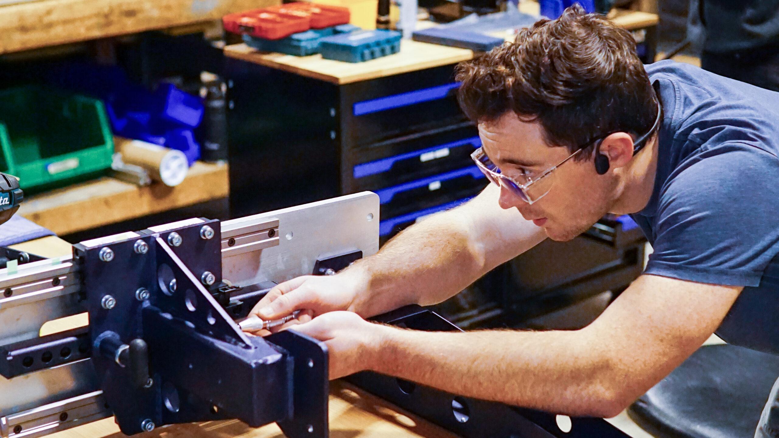 Engineer building robots.